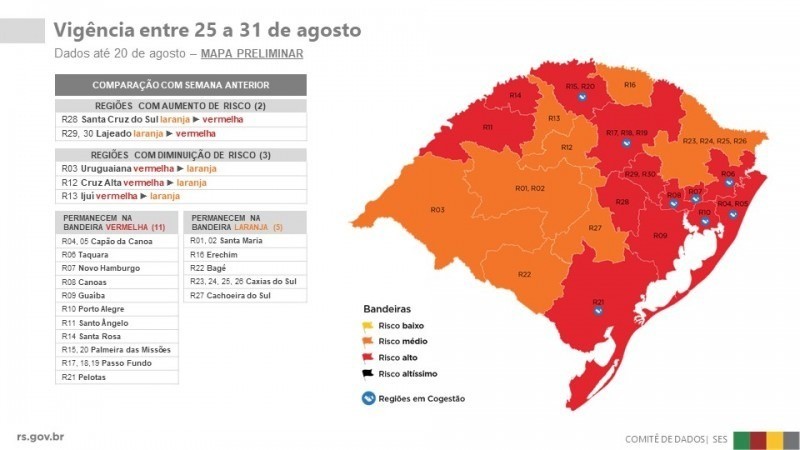 Governo recebe dois pedidos para reconsiderar bandeira no mapa do