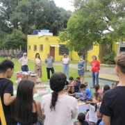 Entrega das doações no Centro Infanto Juvenil Monteiro Lobato, bairro Restinga, em Porto Alegre