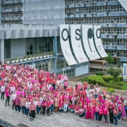 Local escolhido para a foto foi a rampa de acesso à Secretaria da Educação 